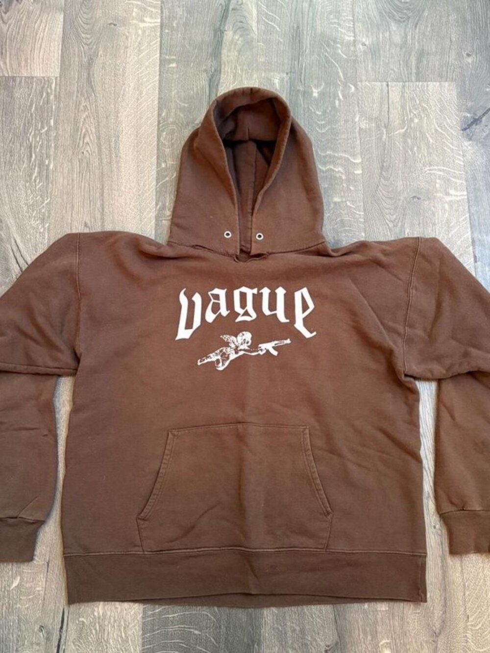 Brown "Vague" Baby Angel with Gun Y2K Streetwear...